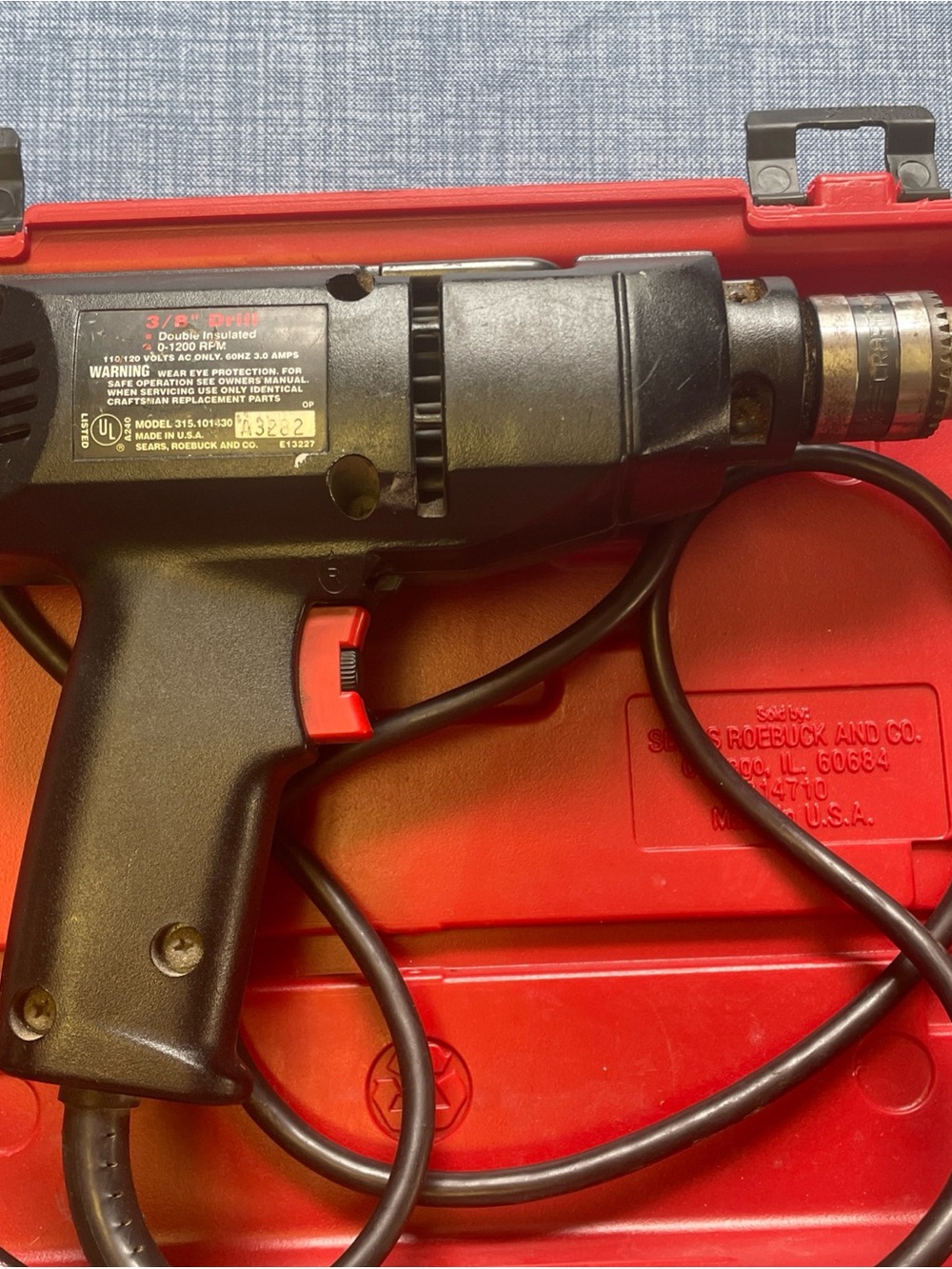 Vintage Sears Craftsman 3/8” Electric Drill, Model 315.1011430